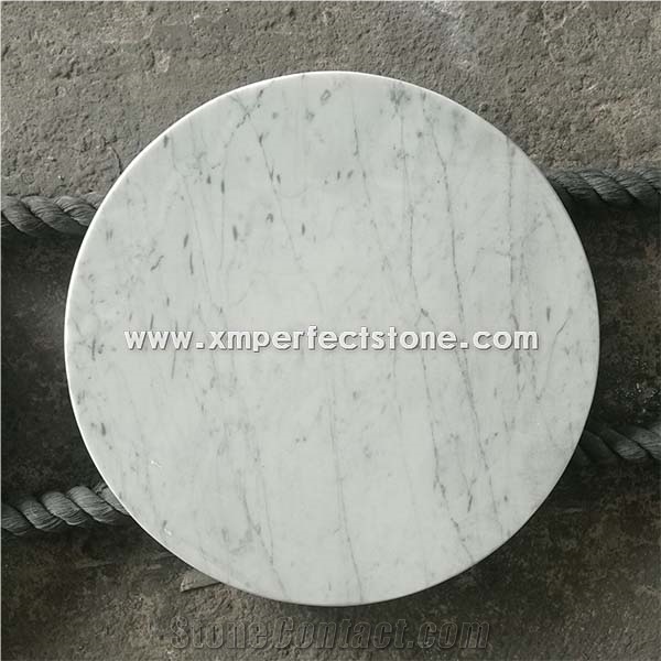 Bianco Carrara White Marble Round Table Top