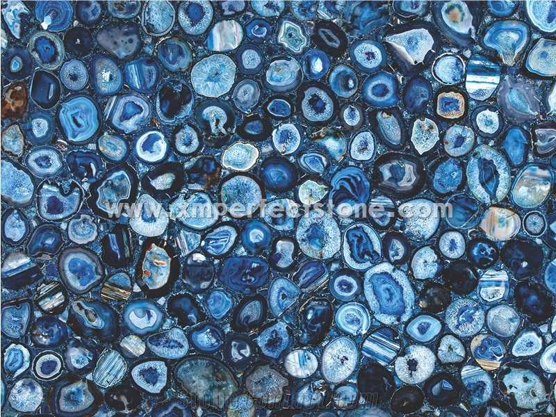 Blue Agate Semi-Precious Stone Table Tops