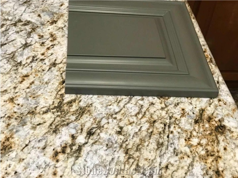 Gold Flower Granite Prefab Kitchen Countertops