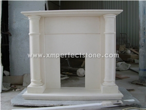 High Quality White Limestone Fireplace