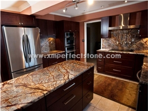 Rainforest Brown Marble Kitchen Countertop