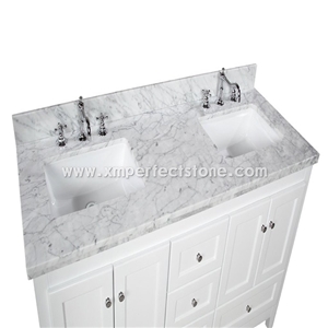 Rectangular Sink Carrara White Marble Tops