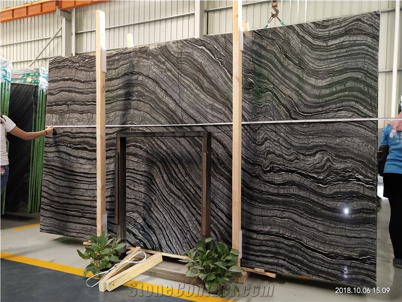 China Antique Wood Black Forest Marble Slabs