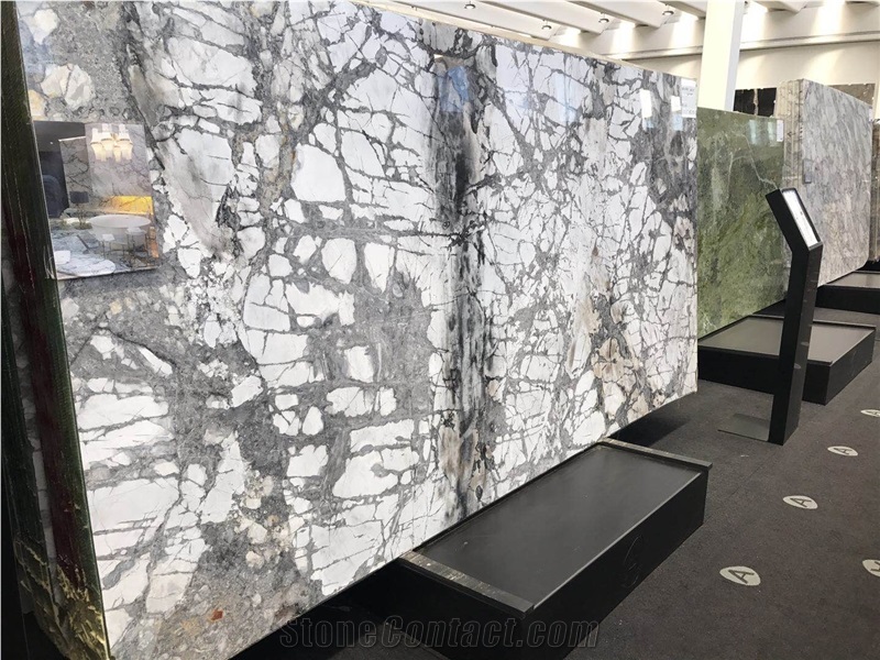 White Cold Winter River Snow Marble Slabs