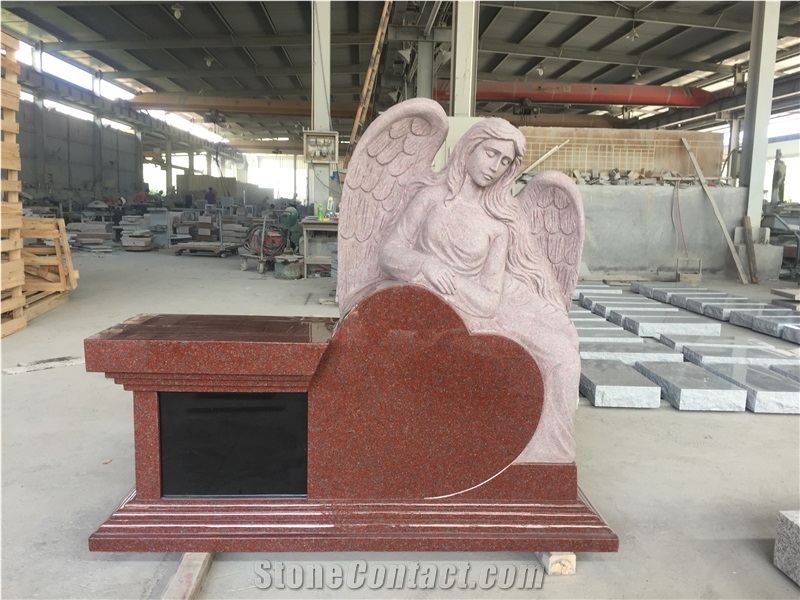 India Red Angel Pedestal with Niche