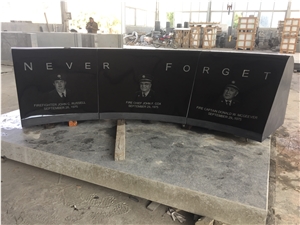 Jet Black Granite With Etching Monument