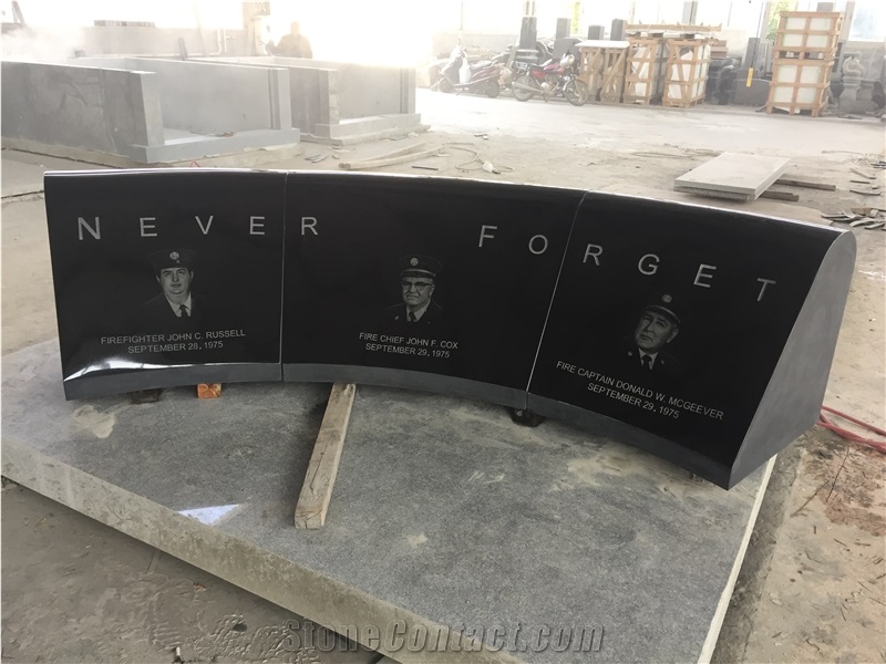 Jet Black Granite With Etching Monument