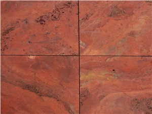 Honed and Acid-Washed Red Travertine Pavers