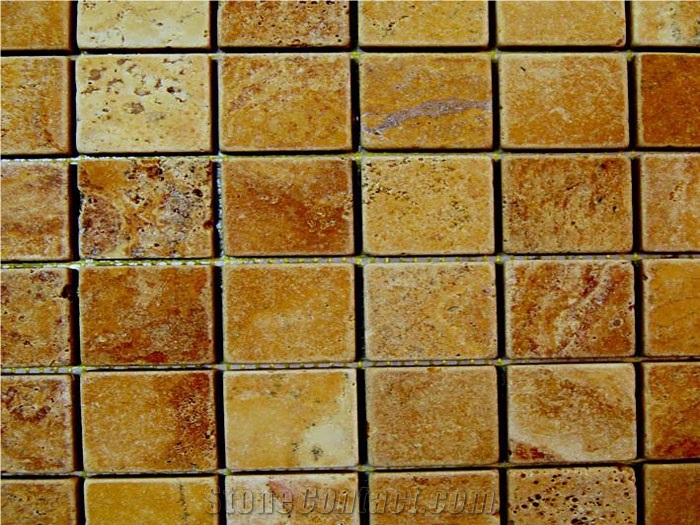 Tumbled Yellow Travertine Mosaics