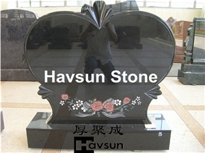 Flower Mosaic Carving Heart Tombstone Monument