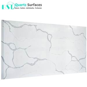Artificial White Quartz Countertop with Grey Veins