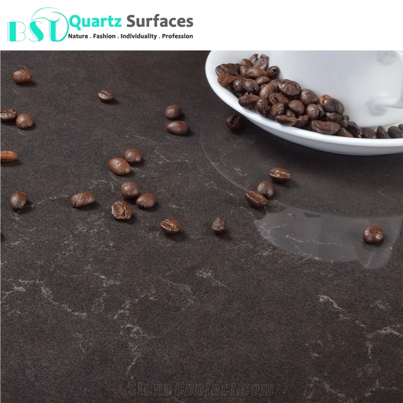Brown-Based Quartz Stone Dining Table Top