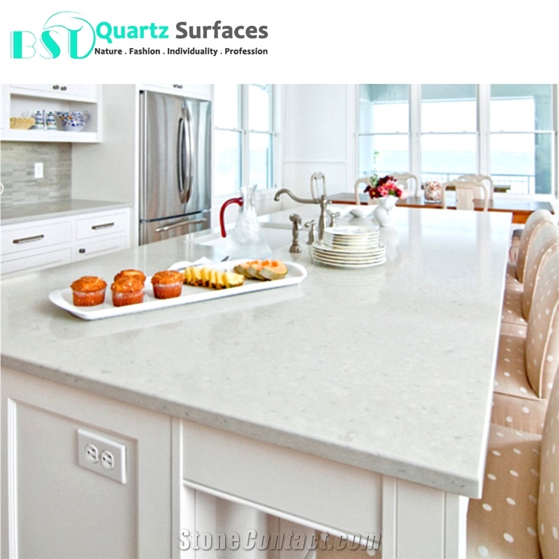 Glacier White Quartz Kitchen Countertop