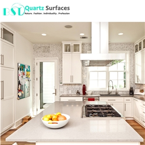 Glacier White Quartz Kitchen Countertop