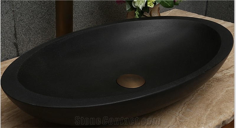 Black Natural Stone Bathroom Sink for Sale