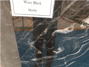 Wave Black Marble,Polished Black Tile for Floor