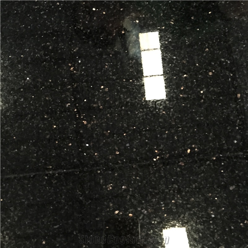 Indian Black Galaxy Granite Slabs and Thin Tiles