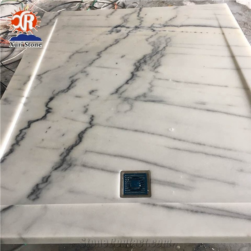 Natural Carrara White Marble Shower Tray