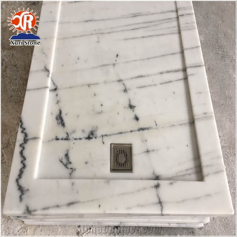 Natural Carrara White Marble Shower Tray