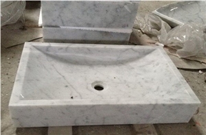 White Carrara Marble Bathroom Vanity Sinks