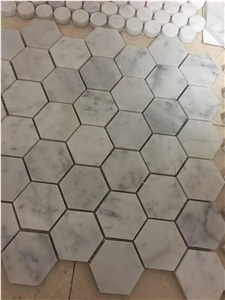 White Marble Mosaic 2" Hexagon Tiles
