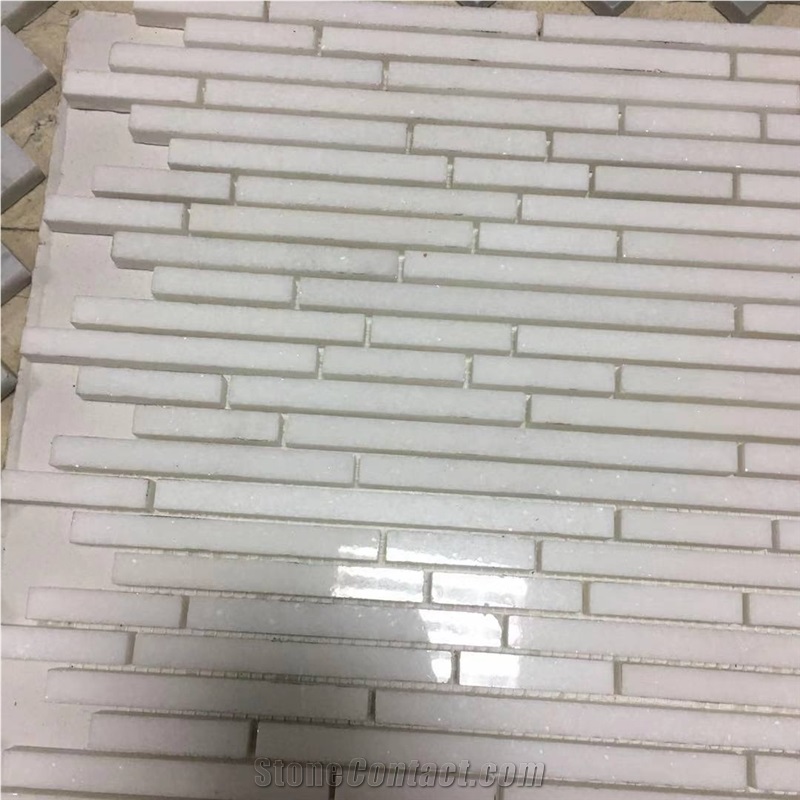 White Quartzite Brick Mosaic Wall Rile