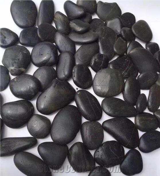 Natural River Stone Black Polished Pebbles Stone