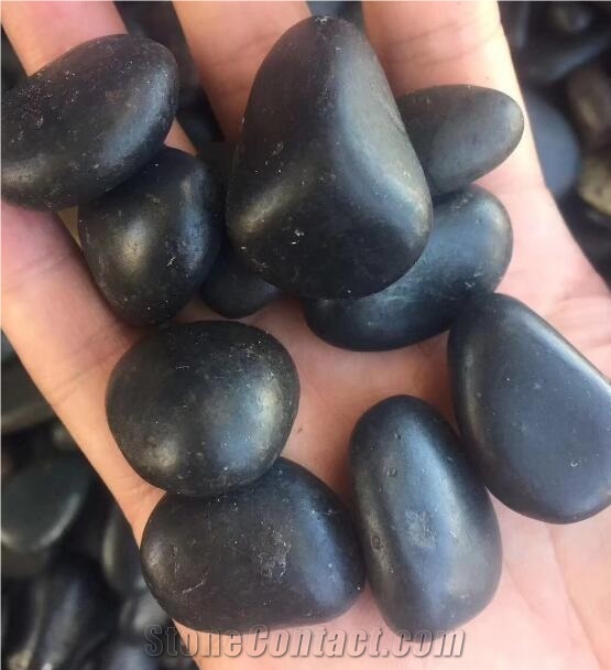 Natural River Stone Black Polished Pebbles Stone