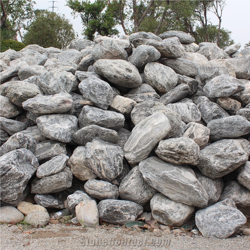 Grey White Landscaping Big Rock Stone, How Much Are White Rocks For Landscaping