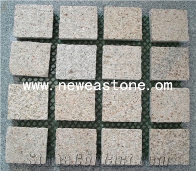 Yellow Granite Cubes Stone with Net Square Stones