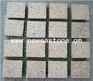 Yellow Granite Cubes Stone with Net Square Stones