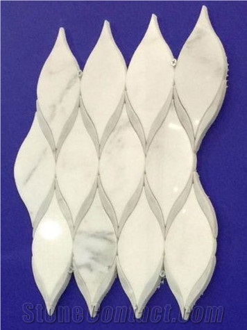 Bianco Carrara White,Thassos Water-Jet Marble Mosaic