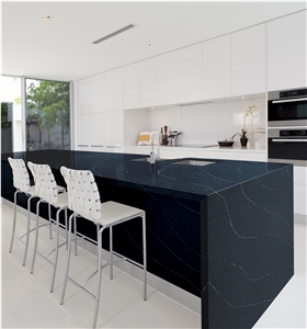 5502 Nocturne Black Quartz Engineered Stone Kitchen Countertop