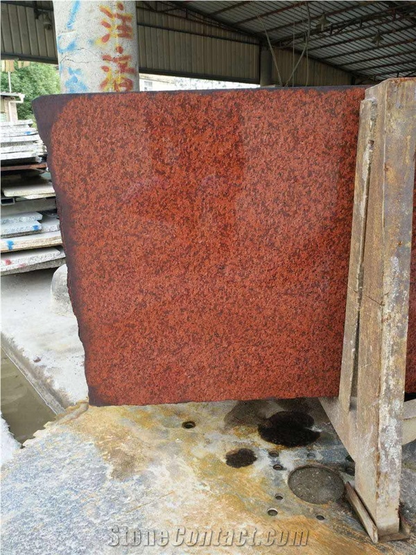 Dyed Red Granite Slabs Wall Tiles Covering Polish