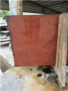 Dyed Red Granite Wall Tiles Covering Bathroom Slab
