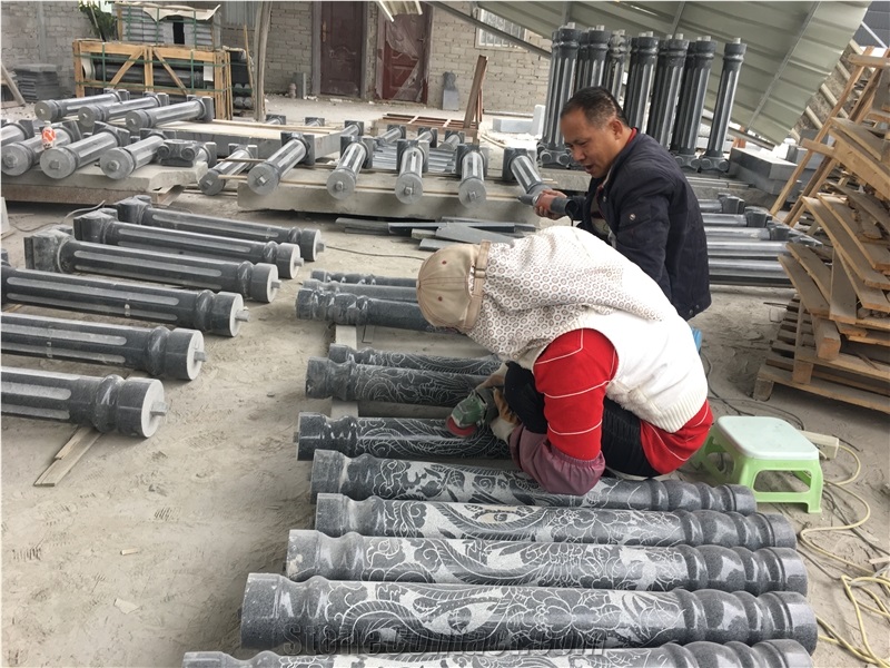 Fujian Black Granite Column Pillars Shafts Capital