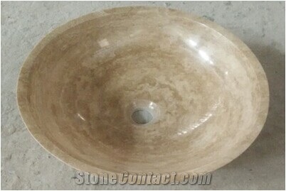 Golden Beige Marble Sink Basin Kitchen Wash Bowls