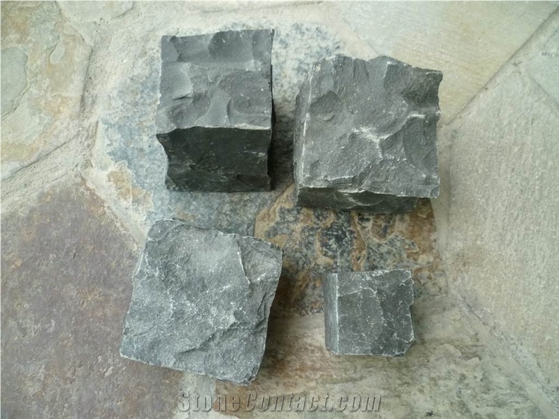 Zhangpu Black Basalt Cube Stone Pavers Cobblestone