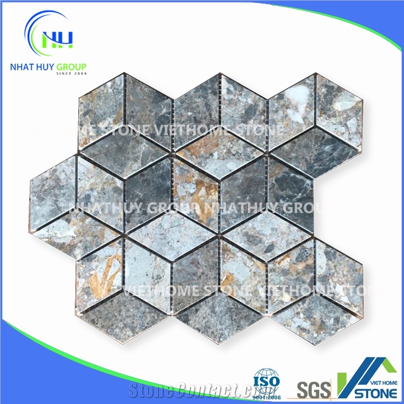 Silver Gray Marble Polished Hexagon Mosaic