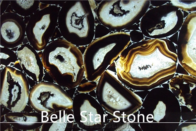 Black Agate Backlit Semi Precious Stone Slabs