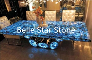 Blue Agate Backlit Precious Stone Outdoor Walltile