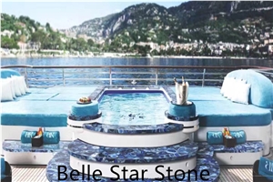 Blue Agate Precious Stone Yacht Bathtub Surrounds