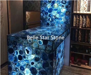 Blue Agate Precious Stone Yacht Bathtub Surrounds