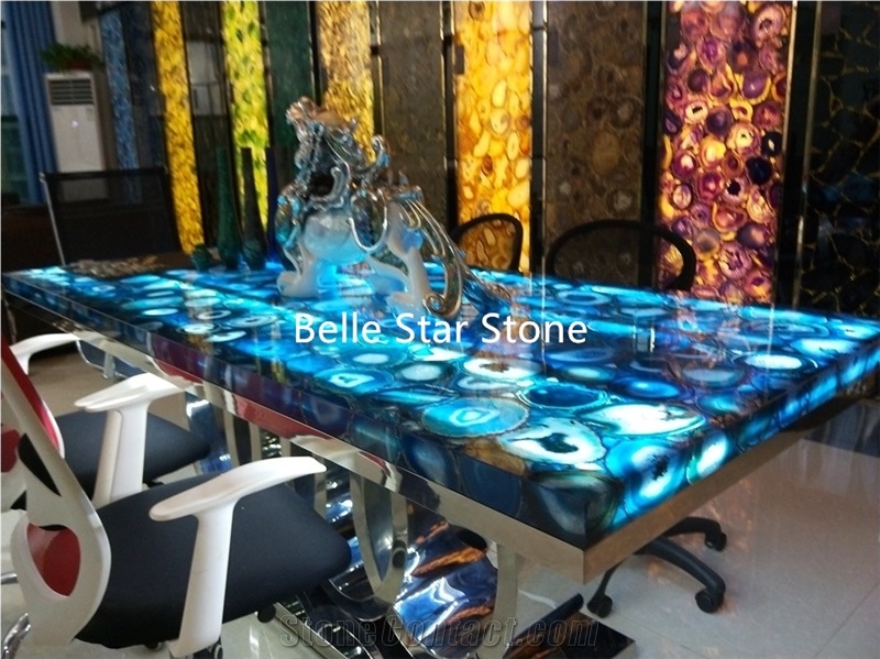 Blue Agate Semi Precious Stone Kitchen Countertops
