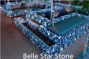 Blue Agate Semi Precious Stone Pool Wall Slabs