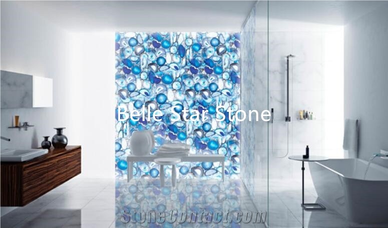 Blue Agate Semi Precious Stone Pool Wall Slabs