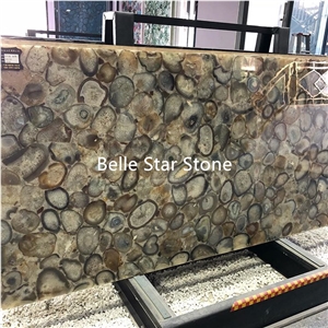 Brown Agate Backlit Semi Precious Stone Slabs Tile