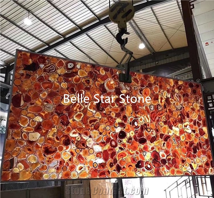 Brown Agate Backlit Semi Precious Stone Slabs Tile