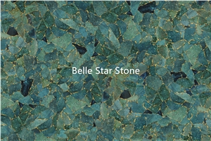 Grass Fossil Semi Precious Luxury Stone Slabs Tile
