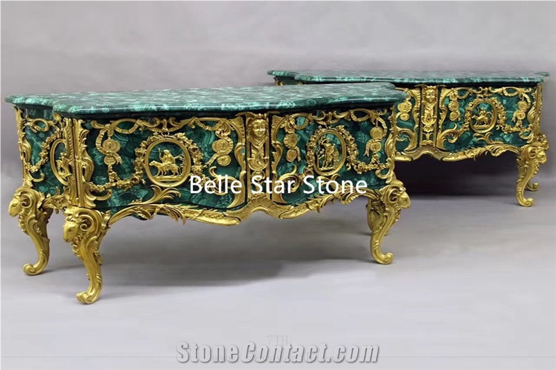 Green Jade/Malachite Precious Luxury Stone Cabinet